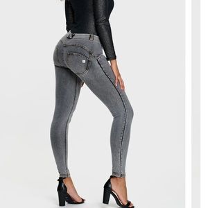 Freddys WR.UP gray jeans with yellow stitching EUC